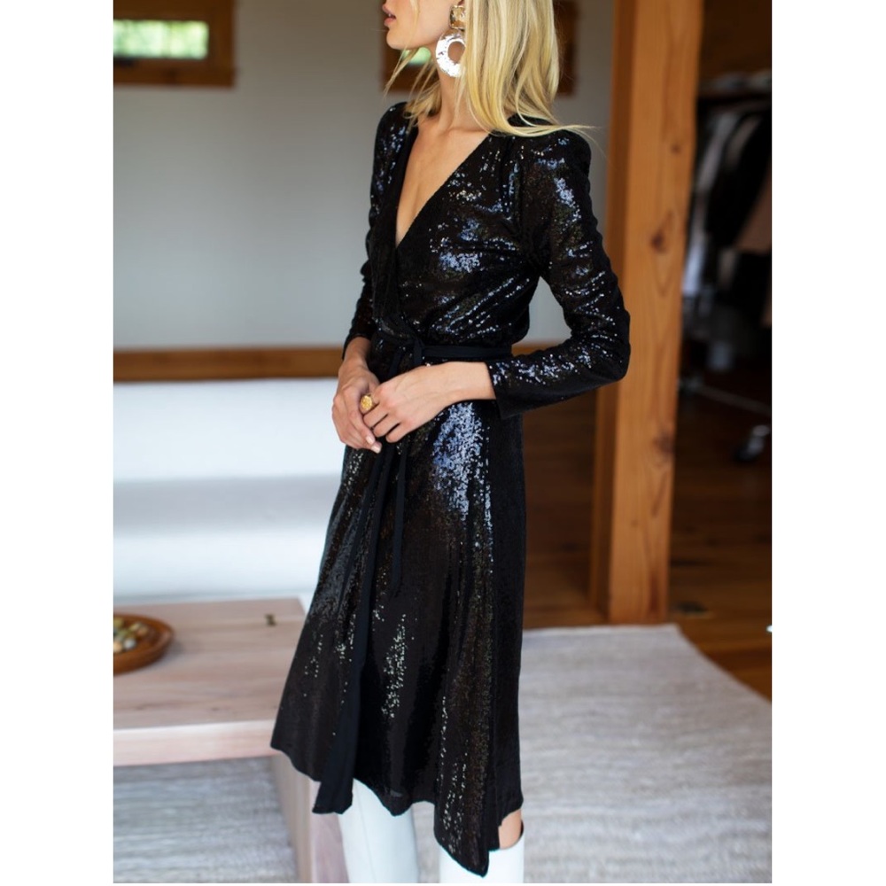 Emerson Fry Ballet Dress Midi- Black Sequin